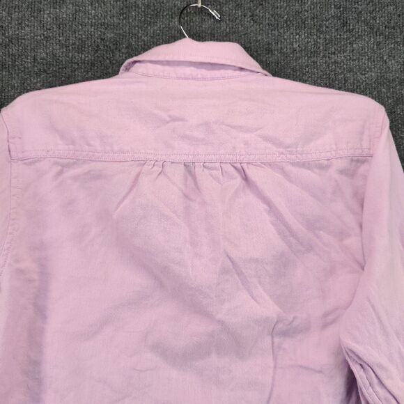 Lands' End Womens Button Front Shirt Purple 10 Cotton Long Sleeve Regular Fit - Picture 6 of 12